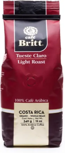 Café Britt® – Café torréfié léger du Costa Rican (340,2 g) (lot de 3) – Grains entiers, café arabica, casher, sans gluten, 100 % gourmet et torréfié léger