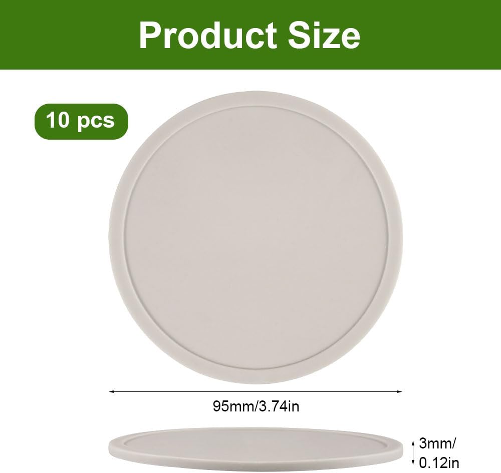 10 Pièces Dessous de Verre Silicone Beige, sous Verre AntidéRapant et RéSistant à la Chaleur, Coasters Rond pour Tasses, sous Tasse à Café, Dessous de Tasse pour Cuisine, Protection Table