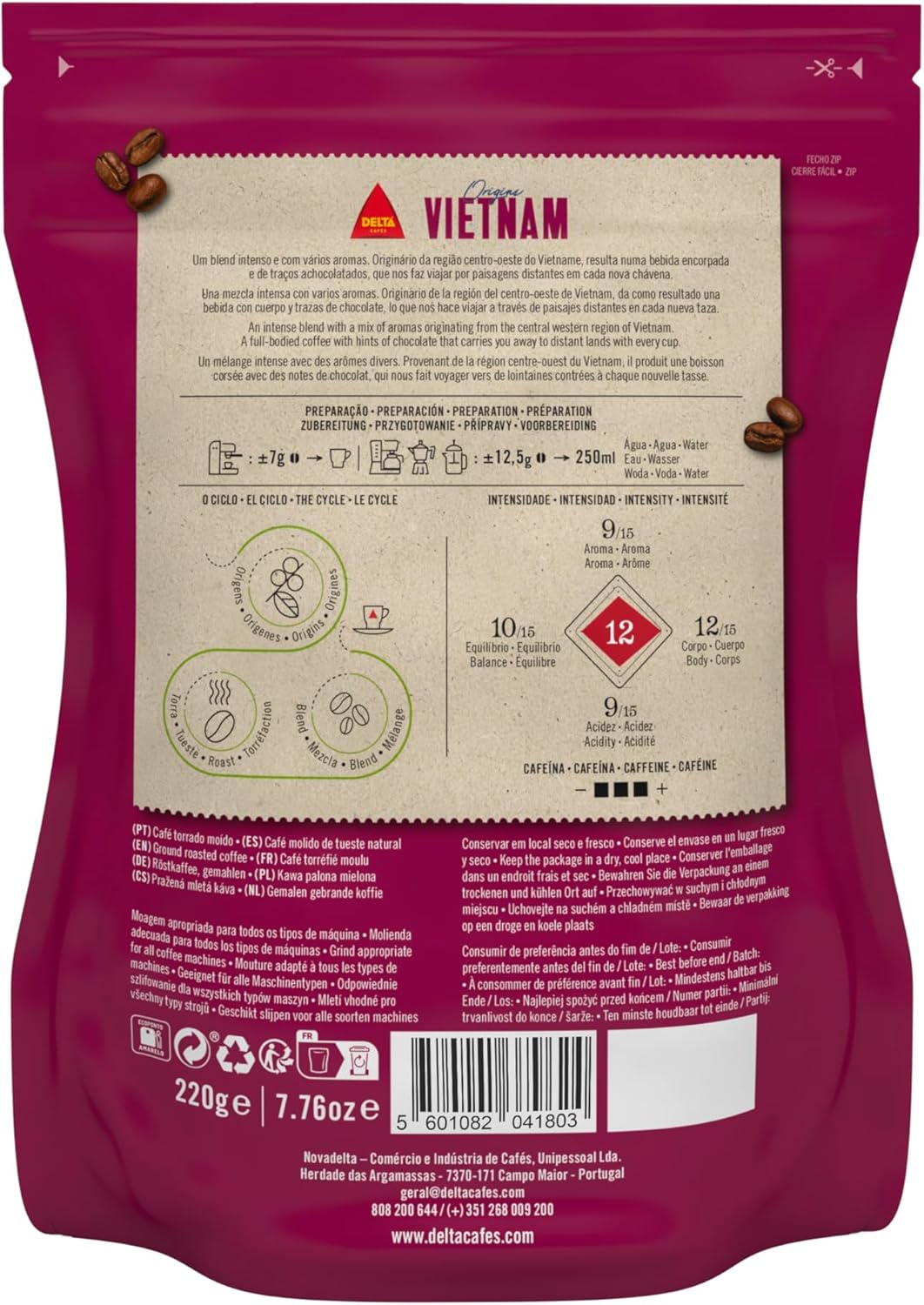 Delta Ground Roasted Coffee from Vietnam for Espresso Machines