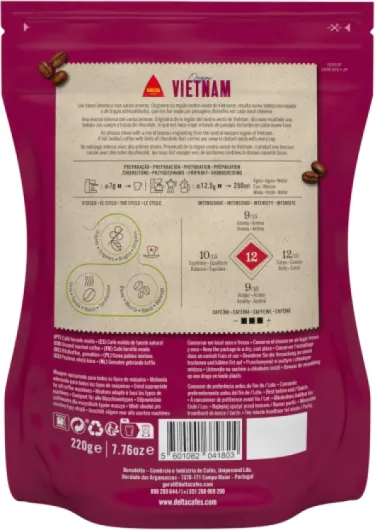 Delta Ground Roasted Coffee from Vietnam for Espresso Machines