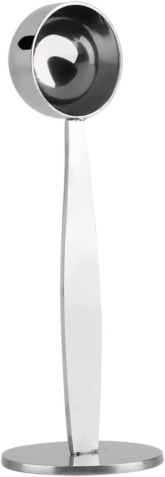 Cuillère à café en Acier Inoxydable avec Doseur, Cuillère à Expresso à Double Usage et Presse-poudre pour Mesurer et Tasser les Grains de café, Outil Polyvalent pour Ramasser le