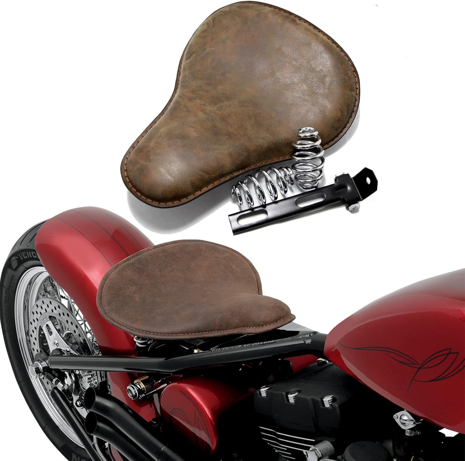 Moto Selle Bobber, Coussin de siège Solo de moto, pour Chopper Sportster Bobber et Application personnalisée Bronze