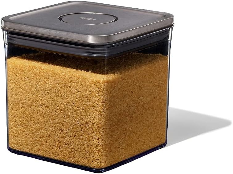 Steel Boîte de conservation POP - Boîte de rangement alimentaire hermétique et empilable pour la cuisine - Finition in - Carré, grand format, hauteur basse 2,6 L Carré 2.6L