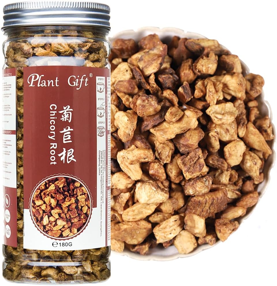 Plant Gift PlantGift Thé à la racine de chicorée 180 g – Café à la chicorée riche en saveur, sans caféine, substitut naturel du thé et du café, céto, casher, 1.0 gramme