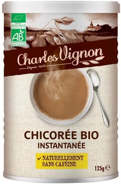 Charles Vignon Chicorée Bio en Poudre Instantanée, 125g - Boisson Saine et Gourmande pour Votre Bien-être - Lot De 3