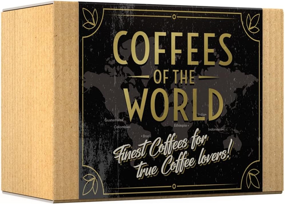 COFFEES OF THE WORLD - Pack Gourmet Café Moulu 600g (6 x 100g) - 6 Meilleurs Cafés d'Origine Unique - Idée Cadeau pour Elle et Lui - A déguster confortablement chez vous Cafés du monde