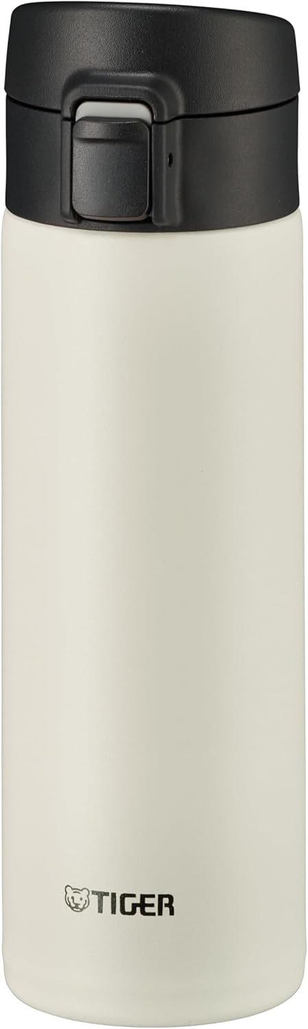 Bouteille isotherme Tiger MKA-K 480 mL Easy-Drinking One-Push, ouverture one-push, ultra légère, sans BPA, conservation froid 24h et chaud 12h, conçue au Japon, couleur aigrette blanche 480 mL Aigrette Blanche