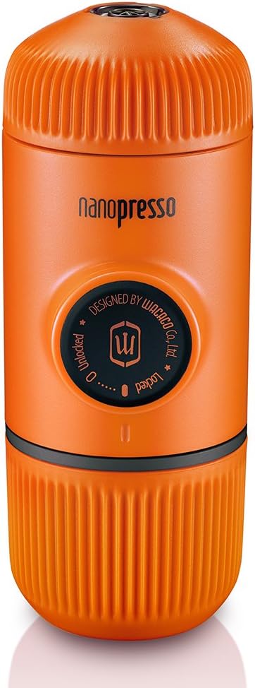Nanopresso Machine à Espresso Portable, Évolution de La Minipresso, Pression Maximale de 18 Bar, Cafetière de Voyage, Actionnée Manuellement avec un Piston, Orange