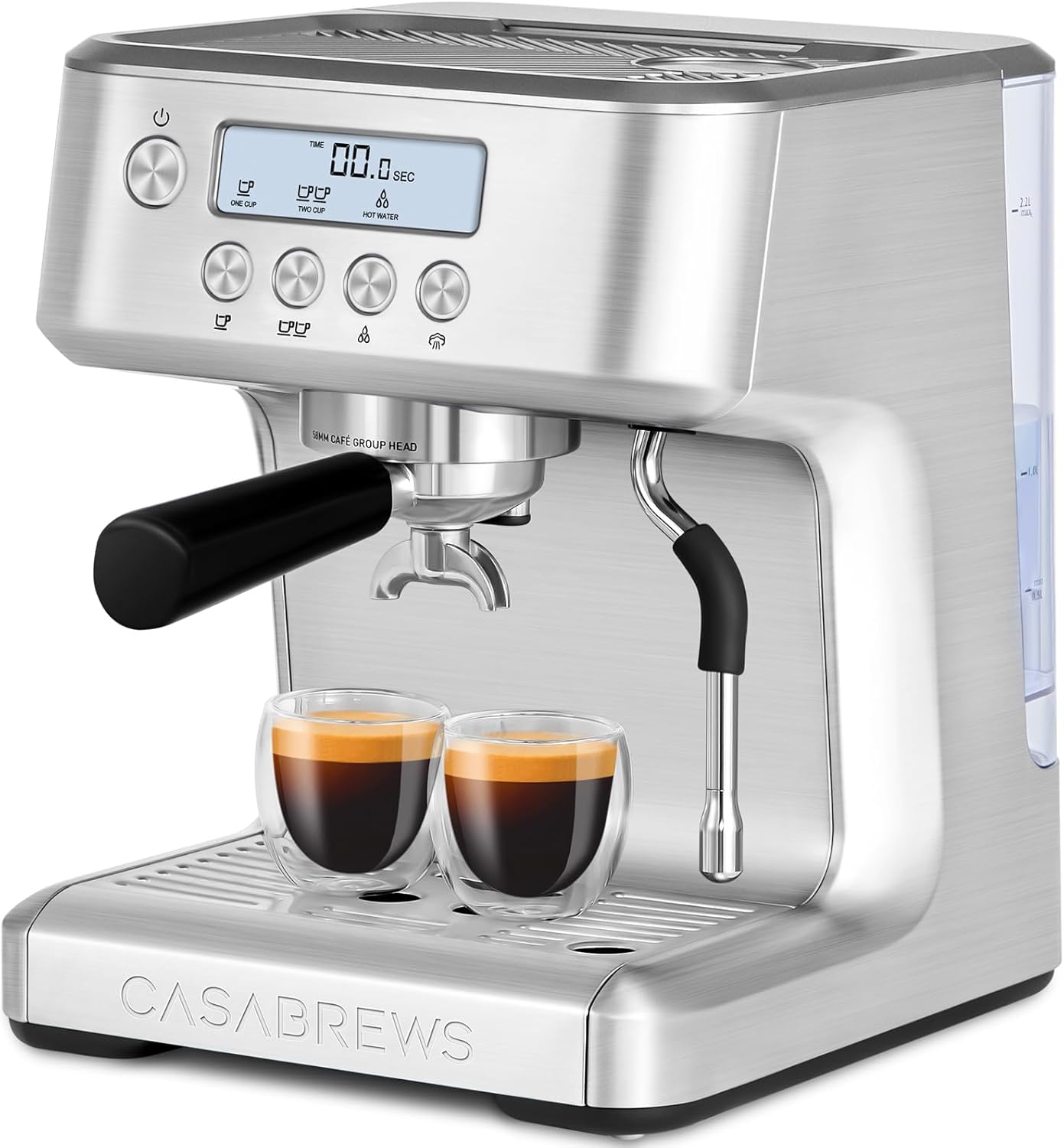 Machine à café Expresso avec Température réglable, 20Bars de Pression Machine Expresso avec Écran LCD, Cafetière Expresso Pour Café Moulu, Machine à Espresso et Cappuccino, Réservoir de 2.2L