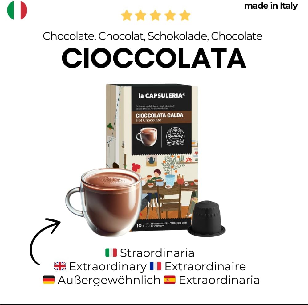CHOCOLAT CHAUD (240 Capsules) compatible avec Nespresso, Lot de 24 x 10 Capsules (240 portions tot) - la Capsuleria CHOCOLAT CHAUD 240 unité (Lot de 1)