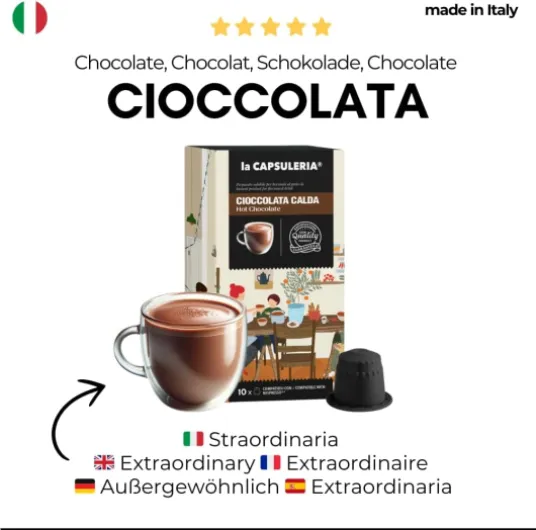 CHOCOLAT CHAUD (240 Capsules) compatible avec Nespresso, Lot de 24 x 10 Capsules (240 portions tot) - la Capsuleria CHOCOLAT CHAUD 240 unité (Lot de 1)