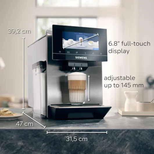 Machine à café automatique EQ900 plus TQ903DZ3 - Nettoyage et détartrage - Contrôle par application - Écran tactile intuitif - Mode barista - Réduction du bruit - Broyeur premium - 1500 W