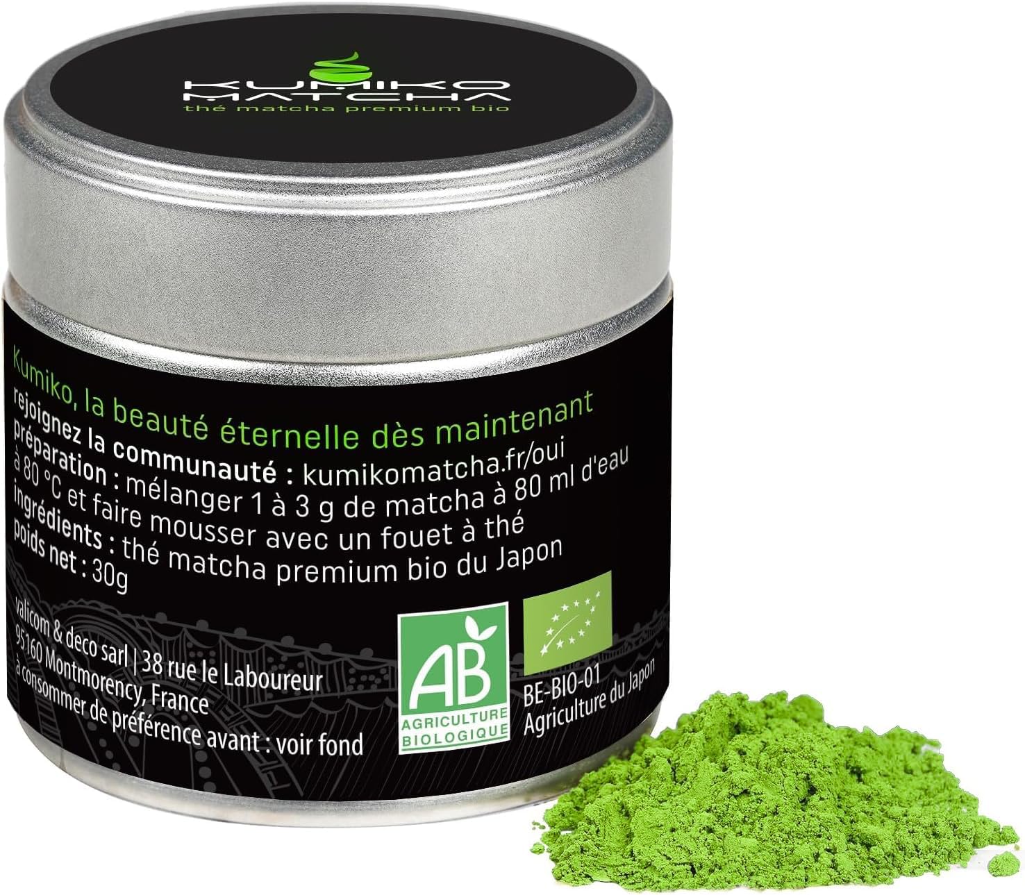 Thé Matcha Premium du Japon 30g Kumiko - Certifié Bio - Qualité de Cérémonie