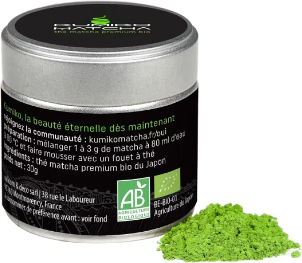 Thé Matcha Premium du Japon 30g Kumiko - Certifié Bio - Qualité de Cérémonie