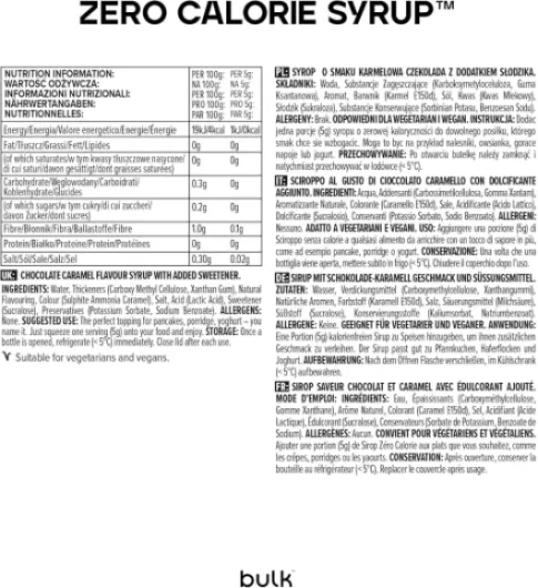 Bulk Sirop Zèro Calorie, Sans sucre, Sans Sucre, Chocolat Caramel, 400 ml Chocolat Caramel 400 ml (Pack of 1)