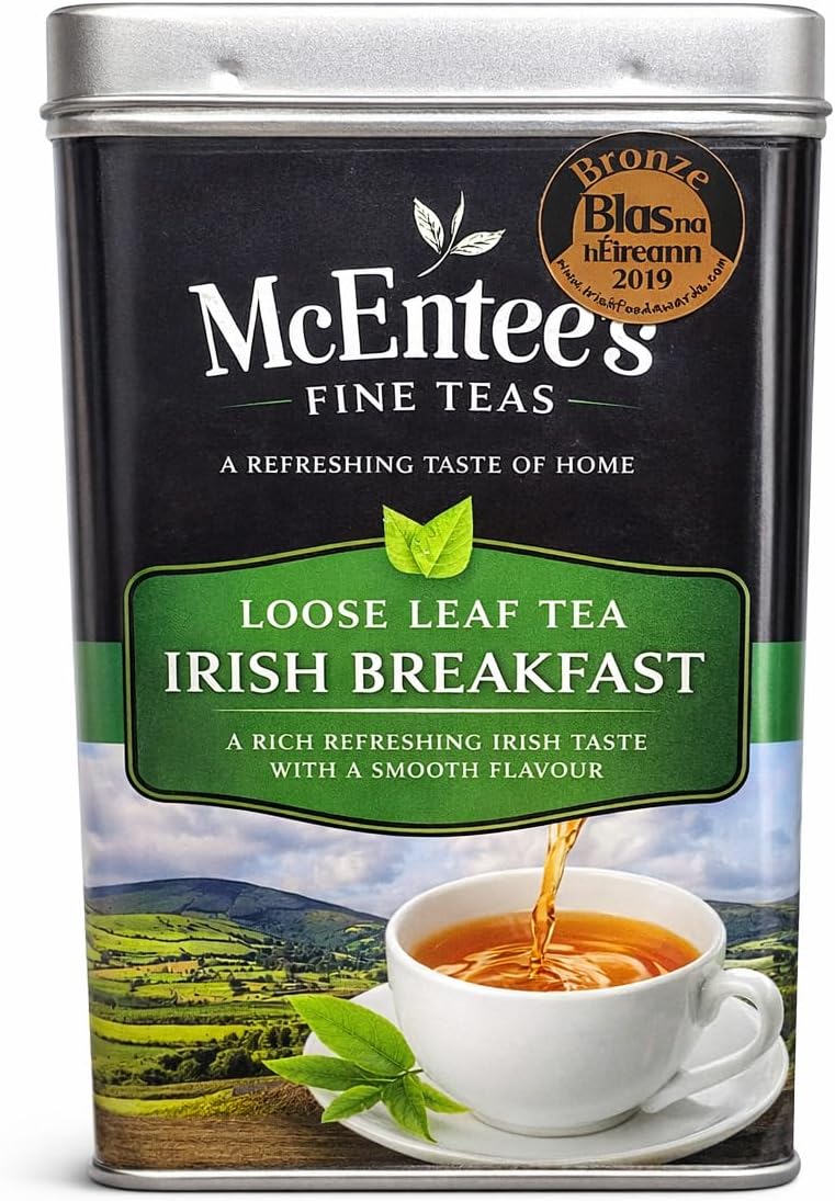 McEntee's Irish Breakfast Tea - Boîte de 500 g - Mélange expert en Irlande - Un mélange irlandais traditionnel de Ceylan et d'Assam
