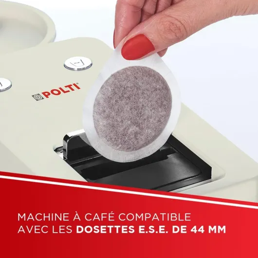 Coffea S15C, Machine à Café Espresso, Compatible avec Dosettes ESE 44 mm, Réservoir 0,85 L, Température et Longueur Réglables, Pression 19 Bars, Crème