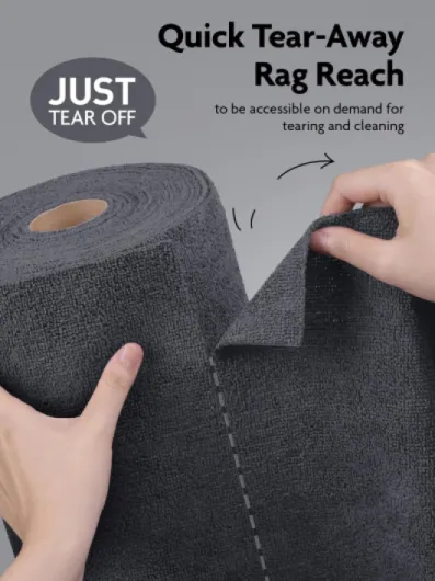 Rouleau de Chiffons Microfibre 75 Pièces 30x30 cm Gris Foncé - Chiffons de Nettoyage Déchirables, Lavettes Réutilisables et Sans Peluches, pour Maison, Cuisine, Voiture Gris Foncé 75 Pièces